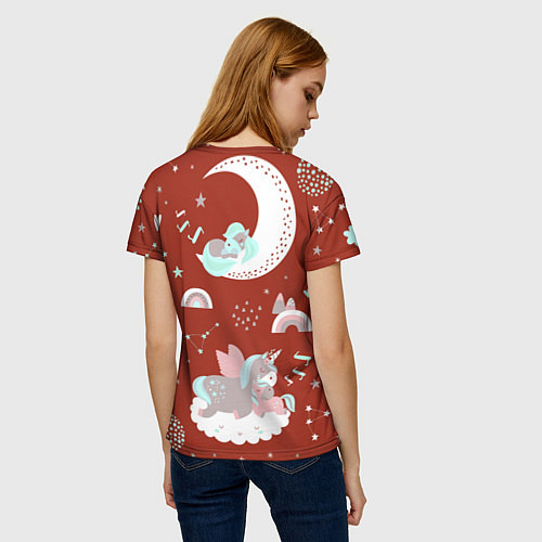 Женская футболка Единорог на облакеспящий единорог / 3D-принт – фото 4