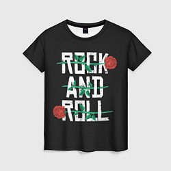 Женская футболка ROCK AND ROLL розы