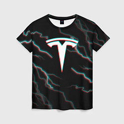 Женская футболка Tesla Glitch молнии