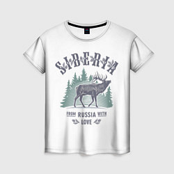 Женская футболка SIBERIA из России с Любовью