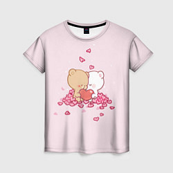 Женская футболка Влюблённые Плюшевые Мишки Сердца