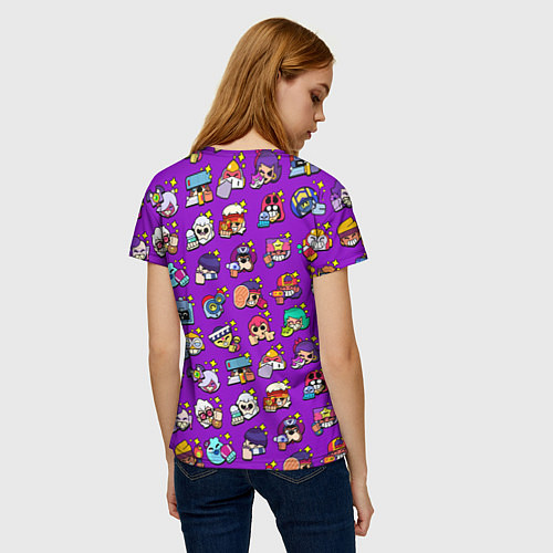 Женская футболка Особые редкие значки Бравл Пины фиолетовый фон Bra / 3D-принт – фото 4