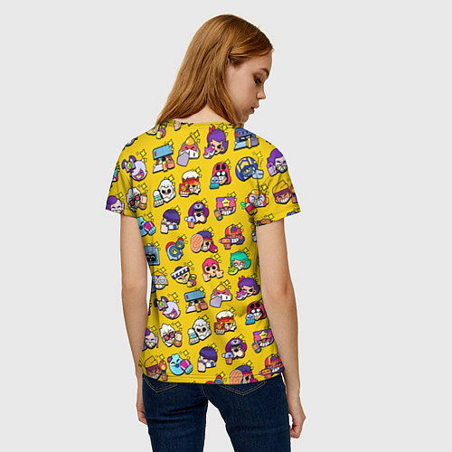 Женская футболка Особые редкие значки Бравл Пины желтый фон Brawl S / 3D-принт – фото 4
