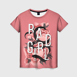 Женская футболка Bad Girl Snake and flowers