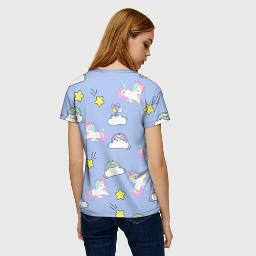 Женская футболка Единоржки и облака / 3D-принт – фото 4