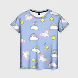 Женская футболка Единоржки и облака