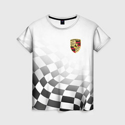 Футболка женская Porsche Порше Финишный флаг, цвет: 3D-принт