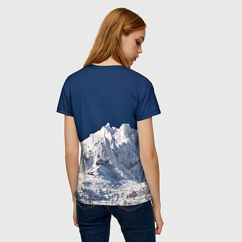 Женская футболка Снежные горы, синие небо / 3D-принт – фото 4