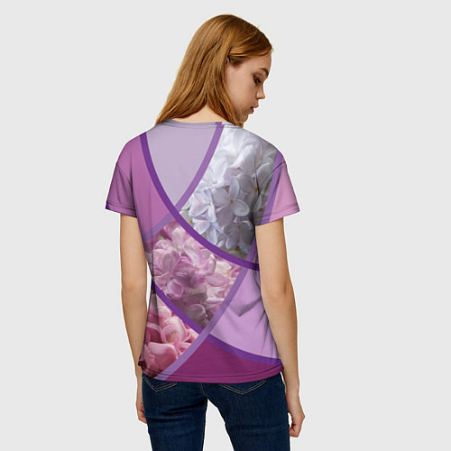 Женская футболка Весна Полосатый принт Сирень / 3D-принт – фото 4