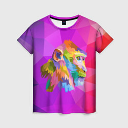Женская футболка Цветная обезьяна Color monkey