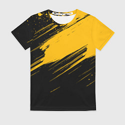Женская футболка Black and yellow grunge
