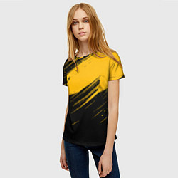 Футболка женская Black and yellow grunge, цвет: 3D-принт — фото 2