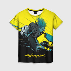 Женская футболка Vi Ви на мотоцикле cyberpunk 2077