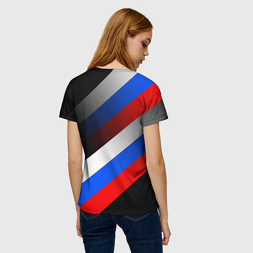 Женская футболка ФЛАГ РОССИИ ЛИНИИ / 3D-принт – фото 4