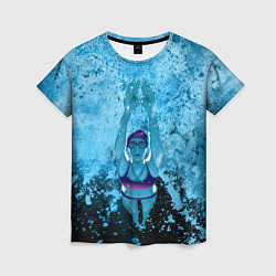 Женская футболка Спортивное плавание Голубая вода