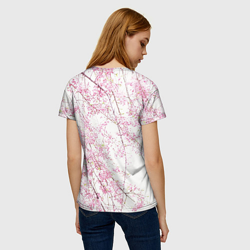 Женская футболка Розовое цветение / 3D-принт – фото 4
