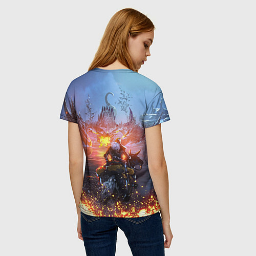 Женская футболка ELDEN RING БИТВА С ДРАКОНОМ / 3D-принт – фото 4
