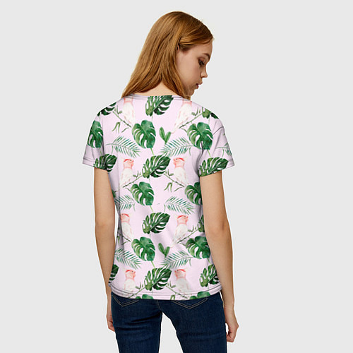 Женская футболка Листья и белые птички / 3D-принт – фото 4