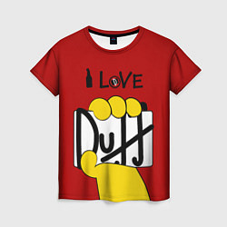 Женская футболка I LOVE DUFF Симпсоны, Simpsons