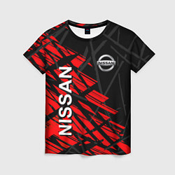 Женская футболка Nissan Ниссан Красно черный