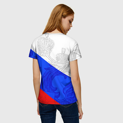 Женская футболка Российский герб: триколор / 3D-принт – фото 4