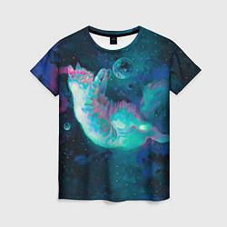 Женская футболка Котенок в космосе
