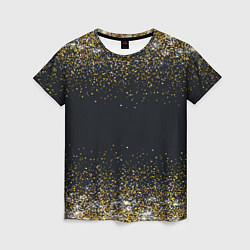 Женская футболка Золотые блестки на темном фоне Сияющий глиттер, бл