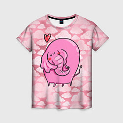 Женская футболка Розовый влюбленный слон