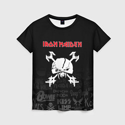 Женская футболка Iron Maiden логотипы рок групп