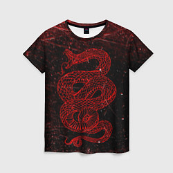 Женская футболка Красная Змея Red Snake Глитч