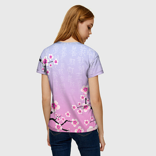 Женская футболка MONSTA X САКУРА ЦВЕТЫ / 3D-принт – фото 4
