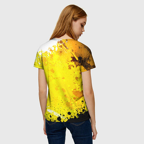 Женская футболка РОССИЙСКАЯ ИМПЕРИЯ - ГЕРБ - Брызги / 3D-принт – фото 4
