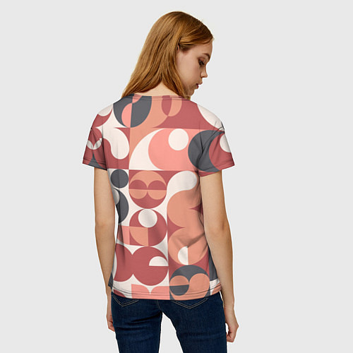 Женская футболка Геометрический орнамент оранж / 3D-принт – фото 4