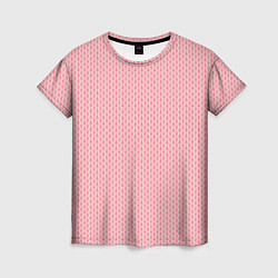 Женская футболка Вязаный простой узор косичка Три оттенка розового