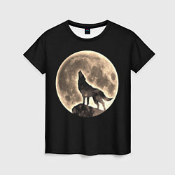 Женская футболка Волк и Полнолуние
