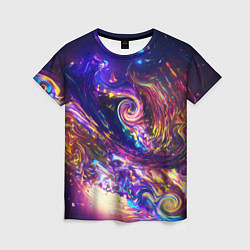 Женская футболка Neon space pattern 3022
