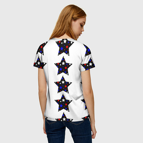 Женская футболка Звёзды в цветах флага России / 3D-принт – фото 4