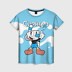 Футболка женская Cuphead синяя чашечка, цвет: 3D-принт