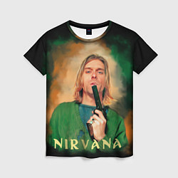 Женская футболка Nirvana - Kurt Cobain with a gun