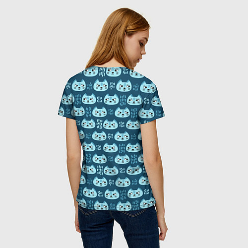 Женская футболка Мордочки котов в плоском стиле Паттерн / 3D-принт – фото 4