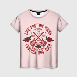 Женская футболка ROCK AND ROLL гитары и розы