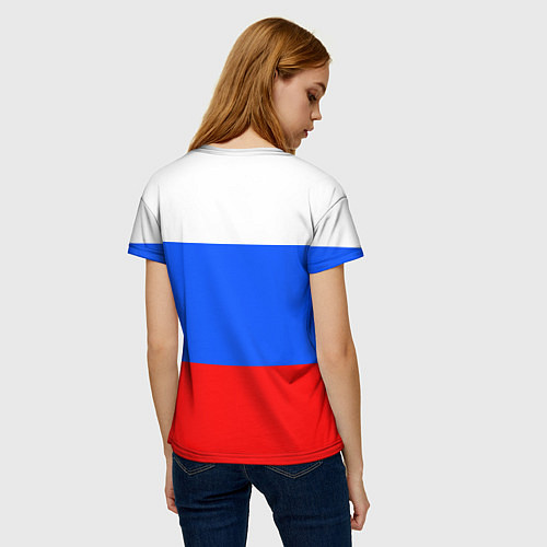 Женская футболка Флаг России с серпом и молотом / 3D-принт – фото 4