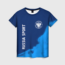 Женская футболка РОССИЯ - ГЕРБ Russia Sport Пламя