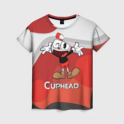 Женская футболка Cuphead веселая красная чашечка