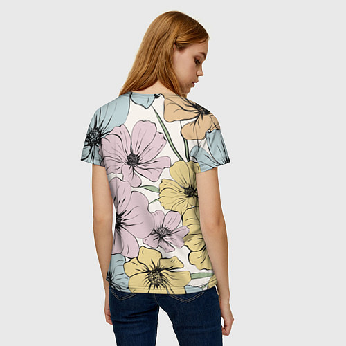 Женская футболка Цветы Винтажный Букет / 3D-принт – фото 4