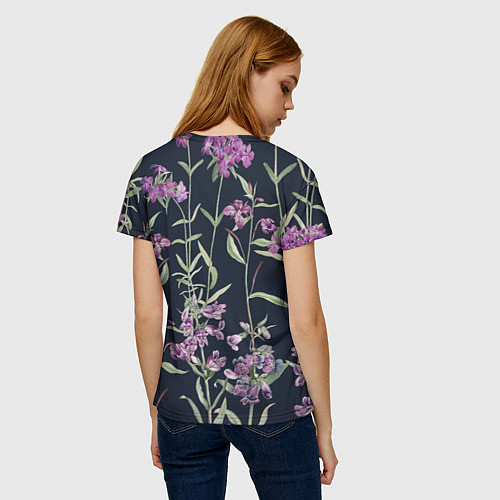 Женская футболка Цветы Фиолетовые / 3D-принт – фото 4
