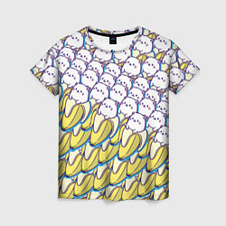 Женская футболка Котики и бананы Паттерн Лето