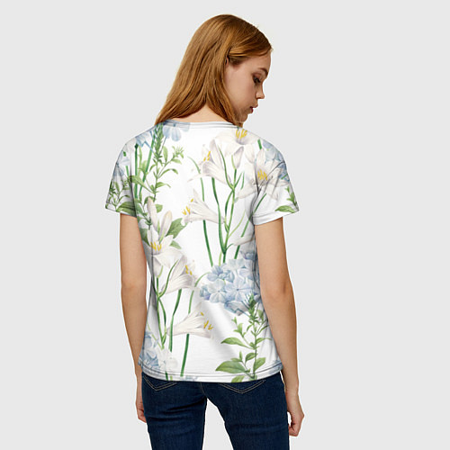 Женская футболка Цветы Утонченные и Яркие / 3D-принт – фото 4