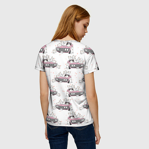 Женская футболка Коты на автомобиле Паттерн / 3D-принт – фото 4