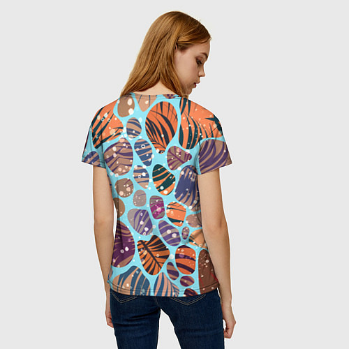 Женская футболка Разноцветные камушки, цветной песок, пальмовые лис / 3D-принт – фото 4